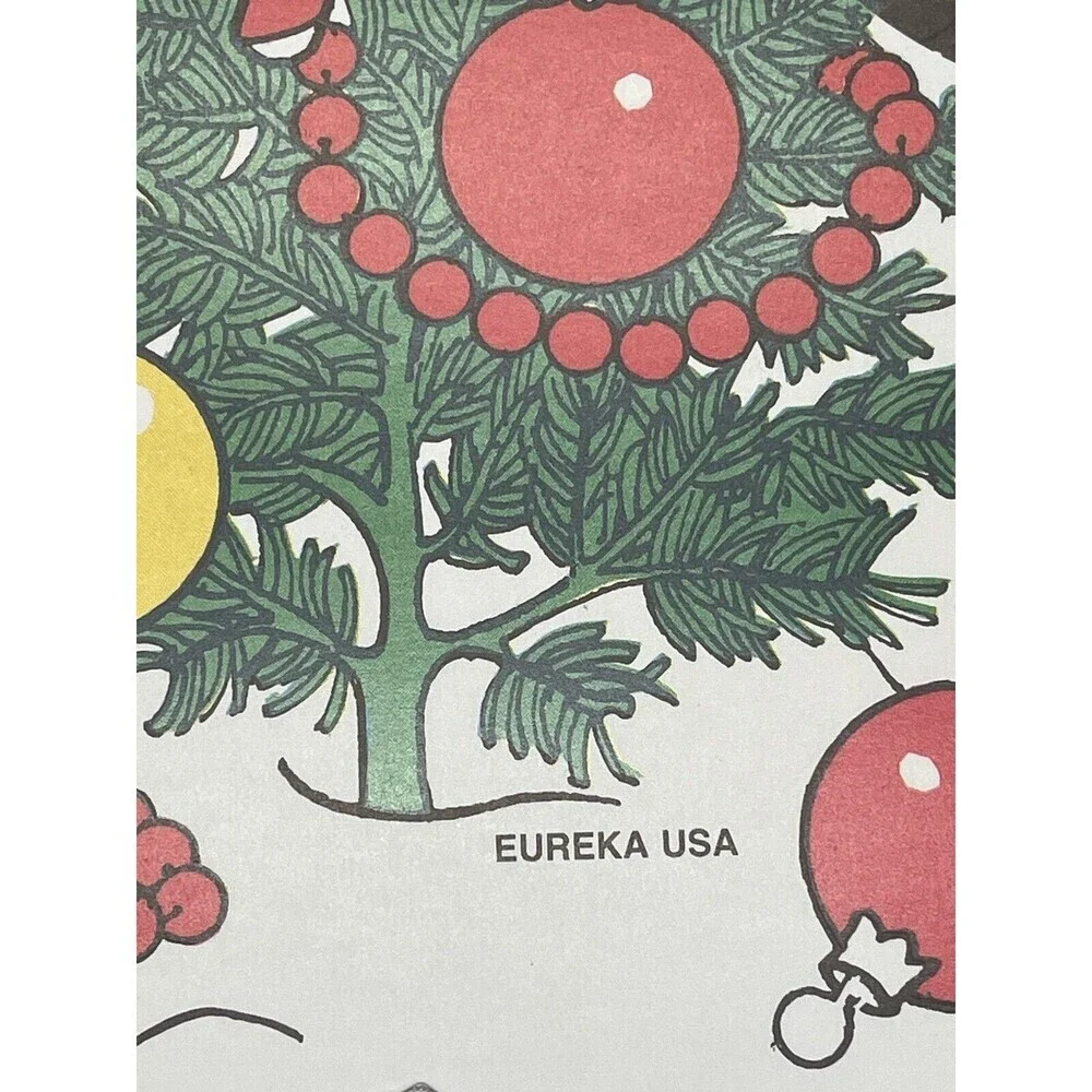 Vintage Eureka 2 Penguins Die Cut Christmas Decorations Double Sided 15” X 8”